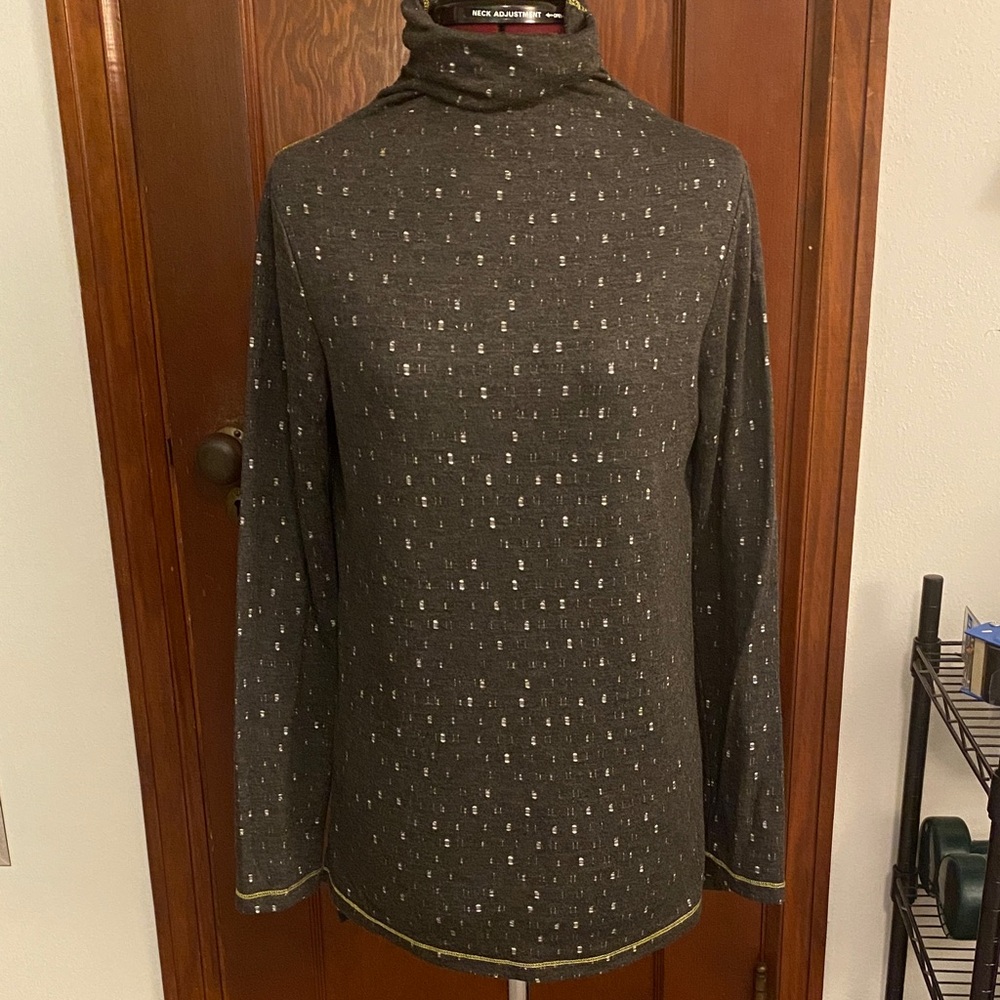 Lilla P Charcoal Rouched Turtleneck/Cowl Tunic